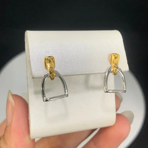 100% 925 Sterling Silver Equestrian Jewelry 3 Colors Cute Lovely Design Stirrup Stud Earring