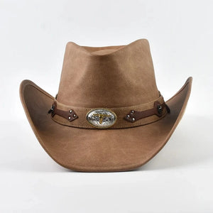 Äkta Läder Cowboyhatt Män