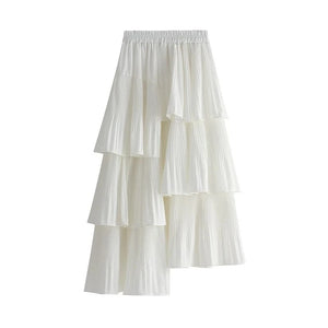 Asymmetrisk lång kjol Vit / One Size