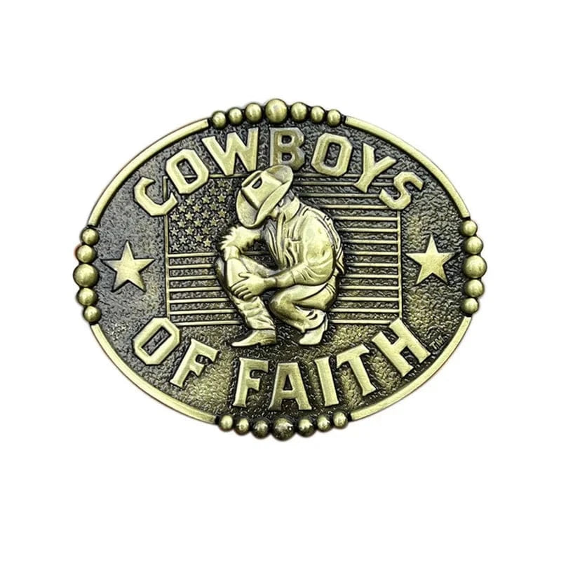 Bältespänne cowboy tro kristen usa Antik guld