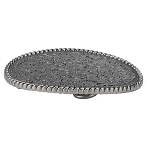 Bältespänne ovalt graverat silver western Silver