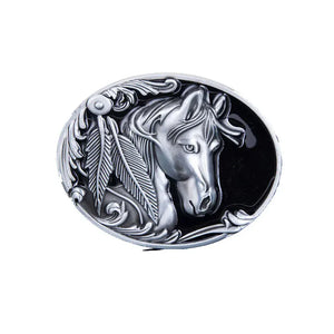Bältesspänne cowboy 3D hästhuvud Silver