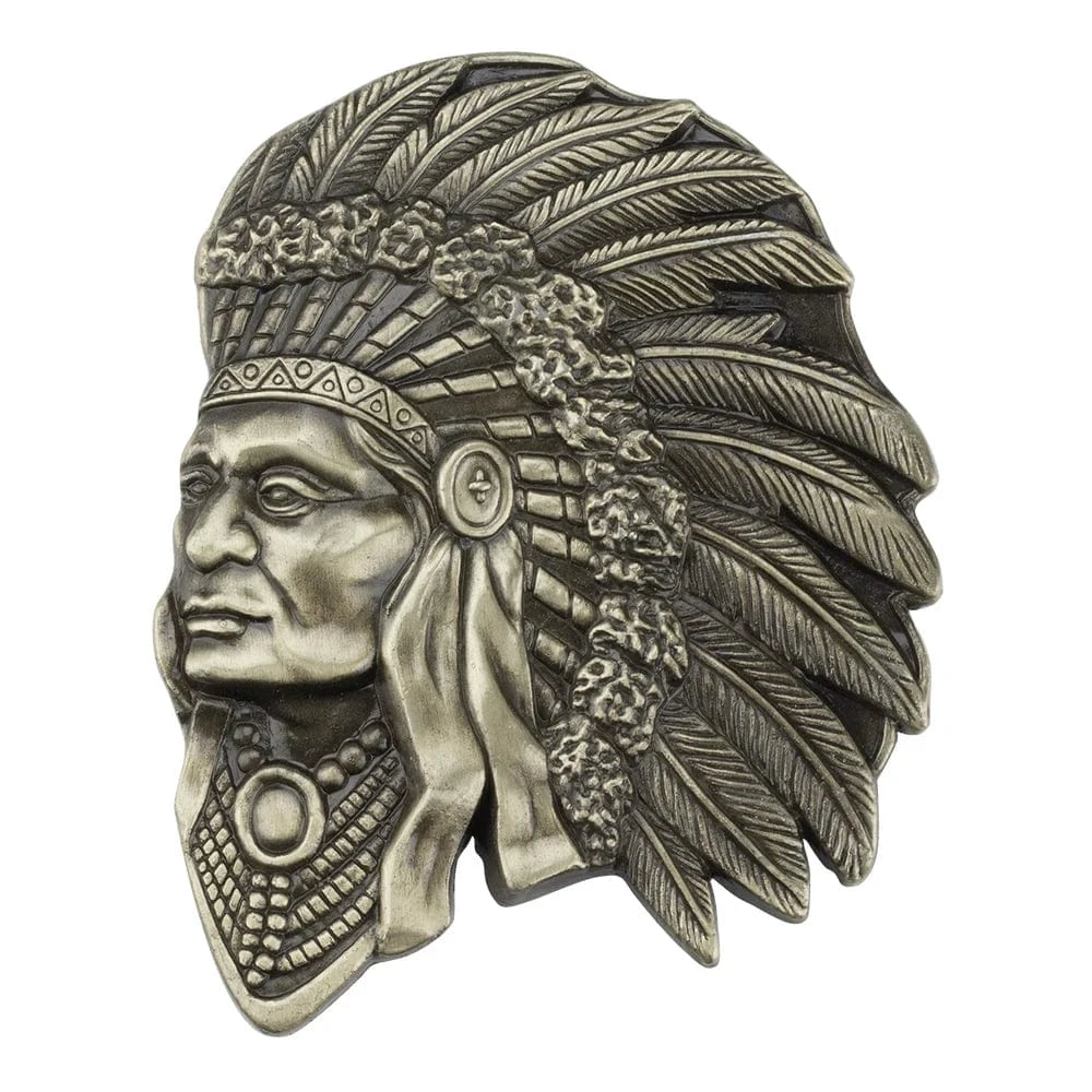 Bältesspänne cowboy indian hövding western stil för män Antikguld