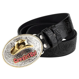 Bältesspänne cowgirl up western stil med guld och silver