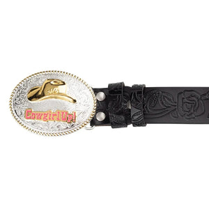 Bältesspänne cowgirl up western stil med guld och silver