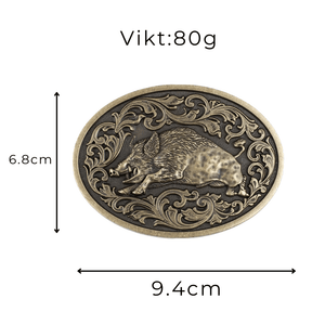 Bältesspänne Vildsvin Motiv Snirklig Gravyr
