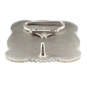 Bältesspänne western stil med häst kors och skalle i guld och silver