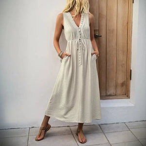 Beige klänning maxi Beige / S