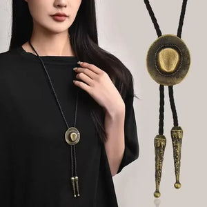 Bolo tie antikt cowboyhat Guld