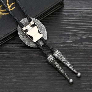 Bolo tie i läder med natursten