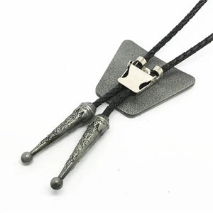 Bolo tie i triangelform med geometriskt mönster Vit
