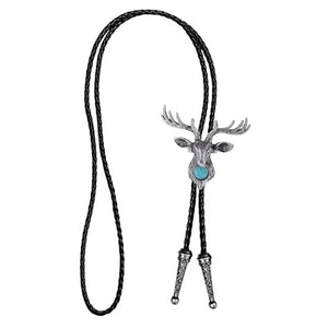 Bolo tie med älghuvud och blå sten