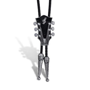 Bolo tie med gitarrhänge i emalj Svart silver
