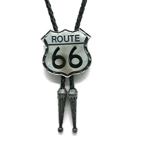 Bolo tie med Route 66-emblem Silver