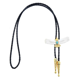 Bolo tie med silver- och guldfärgad örn och blå sten Silver och guld
