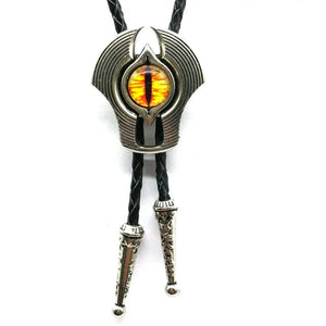 Bolo tie med totemdesign och färgad glassten Gul