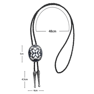 Bolo tie med tribal-inspirerat geometriskt mönster Vit och Blå