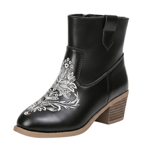 Broderade cowboyboots för flickor med vintageblommönster