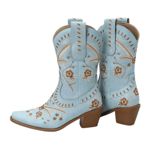 Broderade cowboyboots i boho stil med 6cm klack