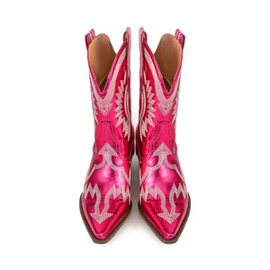 Broderade låga cowboyboots med chunky klack