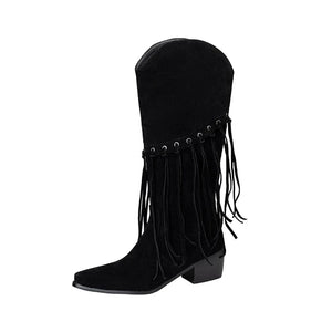 Höga Frans Cowboyboots i Mocka Svart / 35
