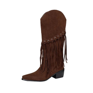 Höga Frans Cowboyboots i Mocka Brun / 35