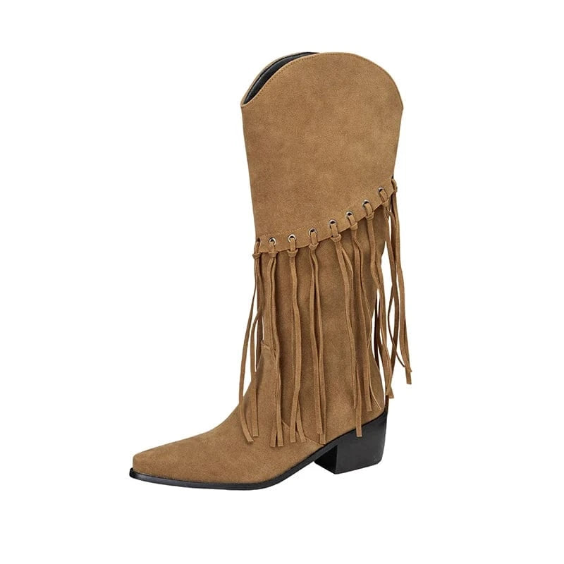 Höga Frans Cowboyboots i Mocka Beige / 35