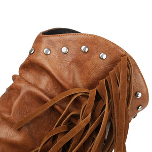 Låga Cowboyboots i Slouchy Stil med Fransar för Dam