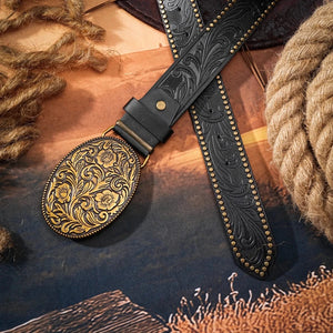 Cowboybälte antikguld spänne