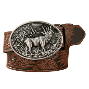 Cowboybälte hjortspänne Brun Silver / 120cm
