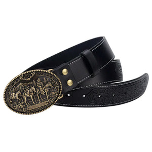 Cowboybälte i läder westernspänne