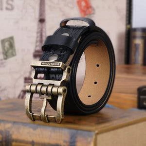 Cowboybälte i Präglat Läder med Vintage Spänne
