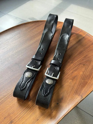Cowboybälte i Svart Äkta Läder med Silverdetaljer