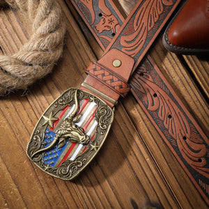 Cowboybälte med amerikansk flagga och Tjurspänne