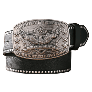 Cowboybälte med örnmotiv "America’s Freedom" Svart silver / 120cm