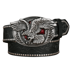 Cowboybälte med örnspänne Silversvart / 120cm