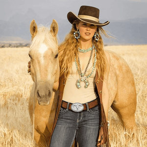Cowboybälte med ovalt silverspänne