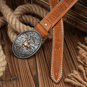 Cowboybälte ovalt longhornspänne