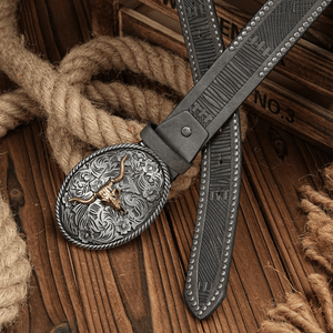 Cowboybälte ovalt longhornspänne