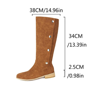 Cowboyboots i mockalook med knappar och bred skaftöppning