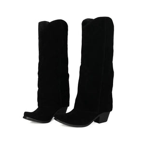 Cowboyboots i mockastil med vikt skaft och 6cm klack