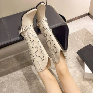Cowboyboots med Broderade Nitar