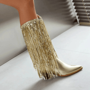 Cowboyboots med glänsande fransar