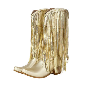 Cowboyboots med glittrande fransar