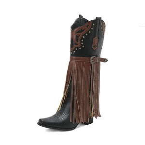 Cowboyboots med tofsar och broderad retrodesign