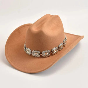 Cowboyhatt dam med dekorativt bälte i silver Kamel / 57-59cm