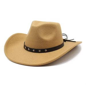 Cowboyhatt i filt med stjärnband Kamel / 57-58cm