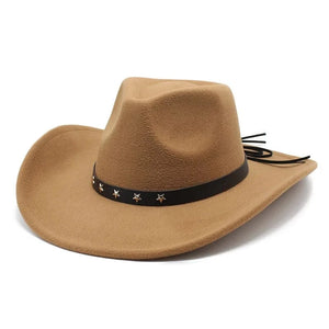 Cowboyhatt i filt med stjärnband Khaki / 57-58cm