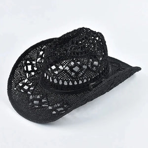 Cowboyhatt i Flätat Halm Svart / Kan justeras