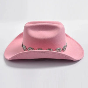 Cowboyhatt i mjuk filtlook med silverdekorerad hattrem